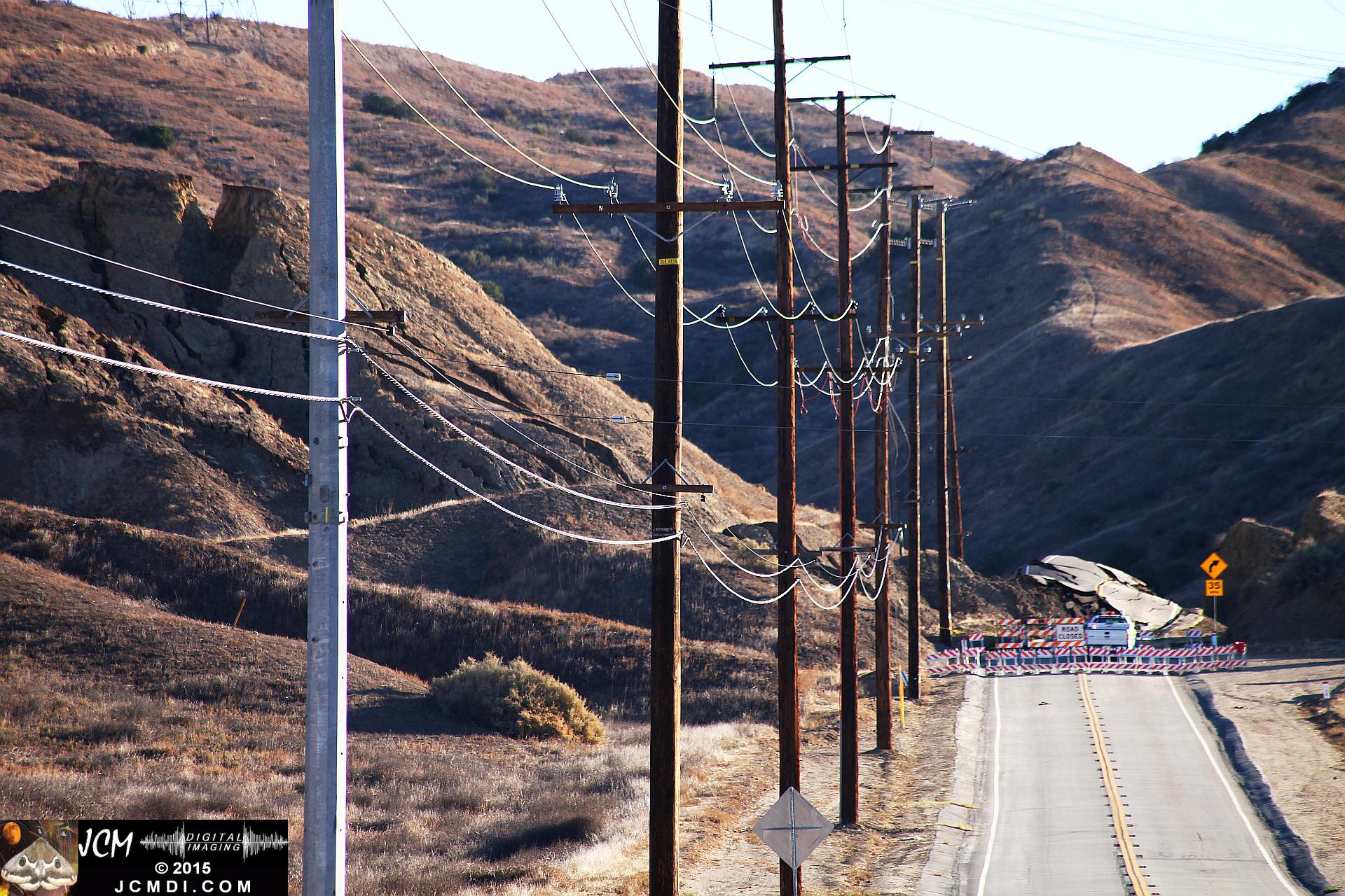 Landslide and road damage at Vasquez Canyon Road in Santa Clarita, CA filmed 11-23-2015